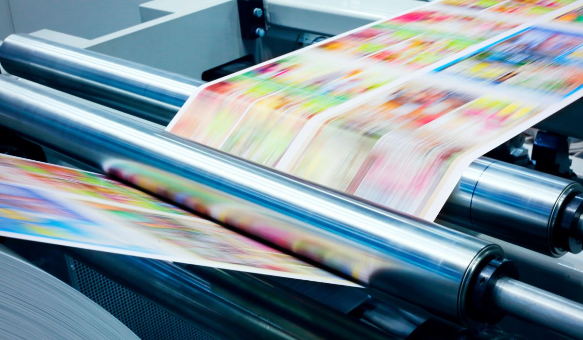 Detail od printing machine in printing plant